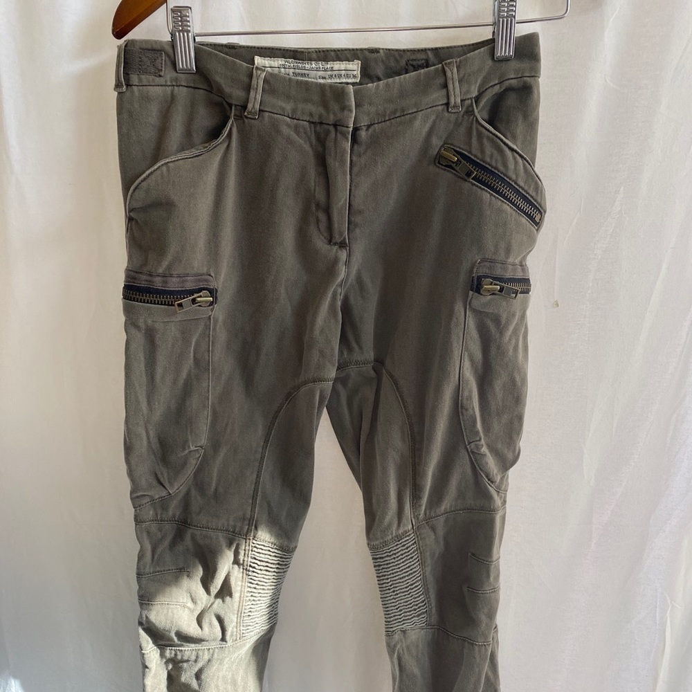 all saints green cargo zipper pants sz. 4